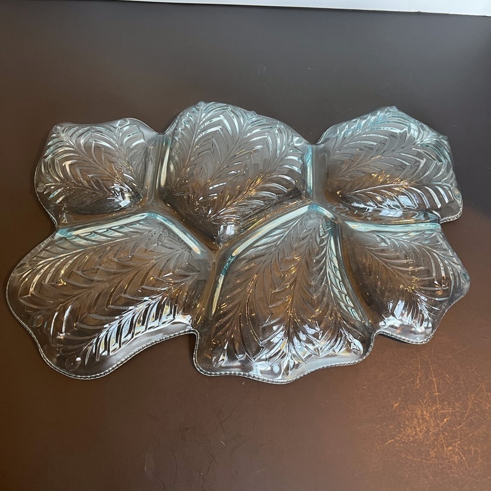 Vintage Jeanette Blue Glass Divided Dish - 1950s - Picture 6 of 10